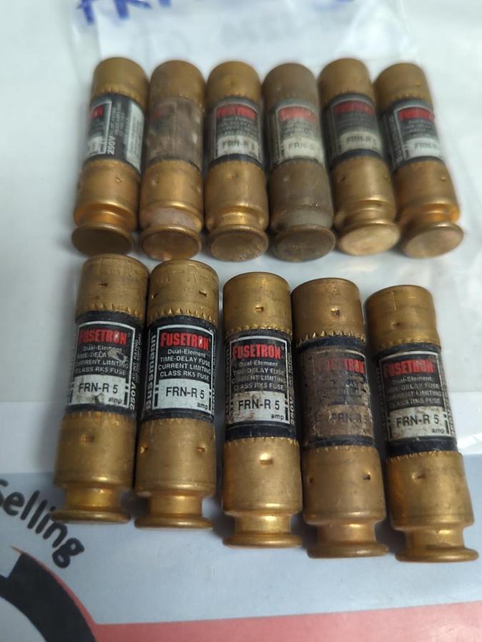 Used COOPER BUSSMANN,FRN-R-5,FUSETRON 5 AMP FUSE LOT OF 11 PRE-OWNED