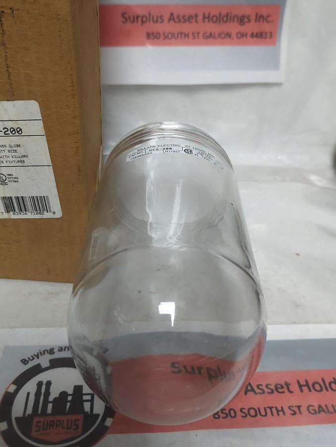 KILLARK,VCG-200,CLEAR GLASS GLOBE FOR USE WITH KILLARK V SERIES FIXTURES NOS