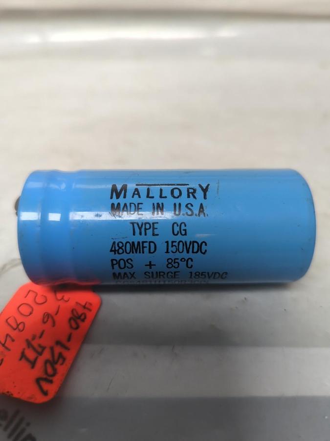 Used MALLORY,CGS481U150R3CPL,CAPACITOR 480MFD 150 VDC PRE-OWNED