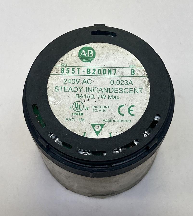 Used ALLEN BRADLEY,855T-B20DN7,INCANDESCENT CLEAR STACK LIGHT