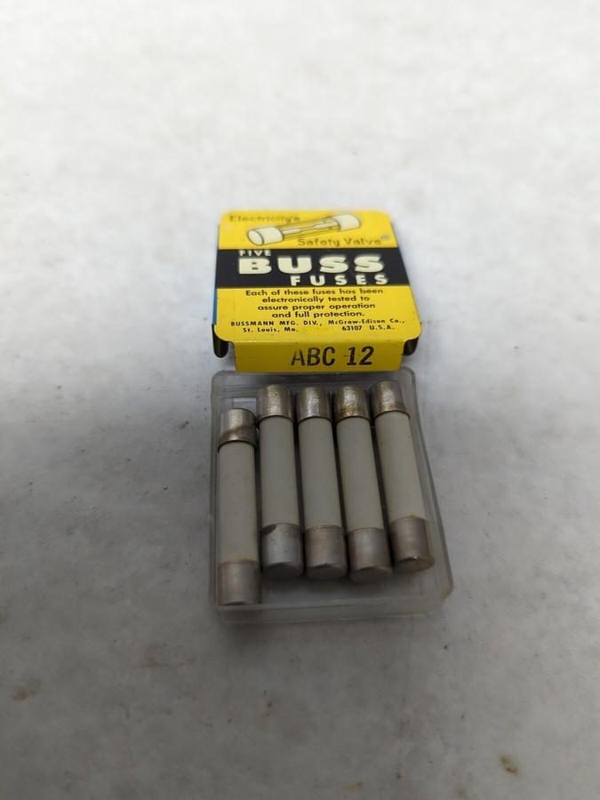 COOPER BUSSMANN,ABC 12,CERAMIC FUSE PACK OF 5 NOS