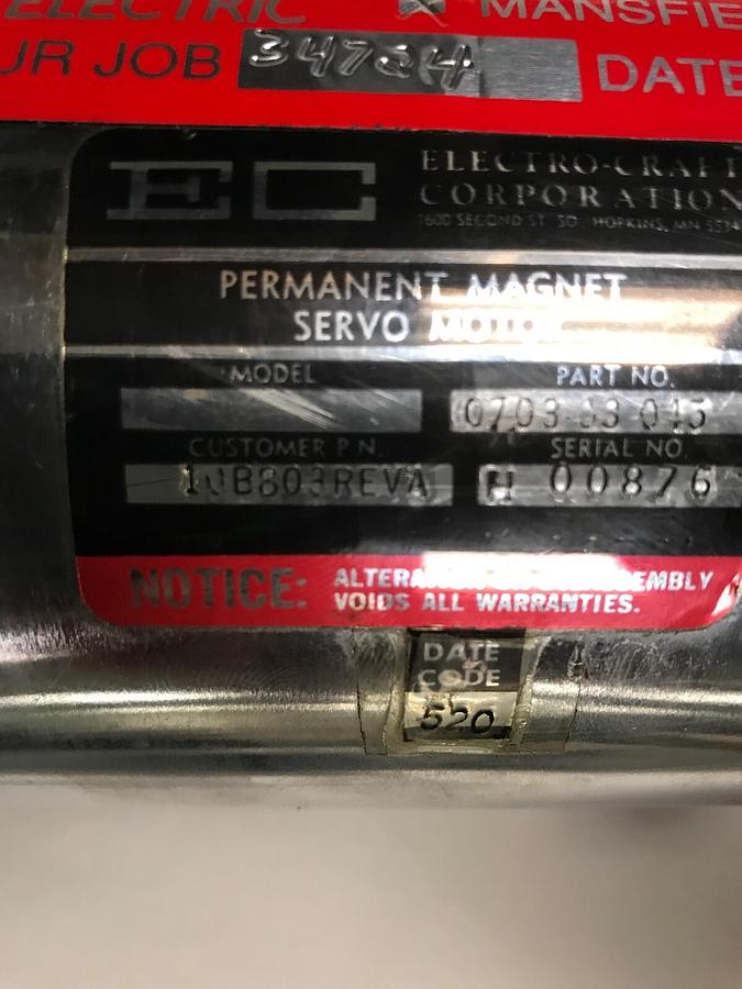Used Electro-Craft,0703-03-045,Permanent Magnet Servo Motor