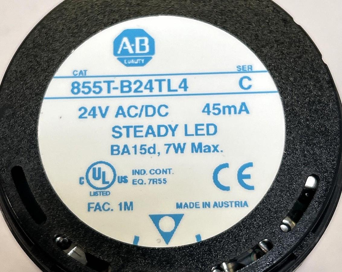 ALLEN BRADLEY,855T-B24TL4,RED STEADY LED STACK LIGHT NOS