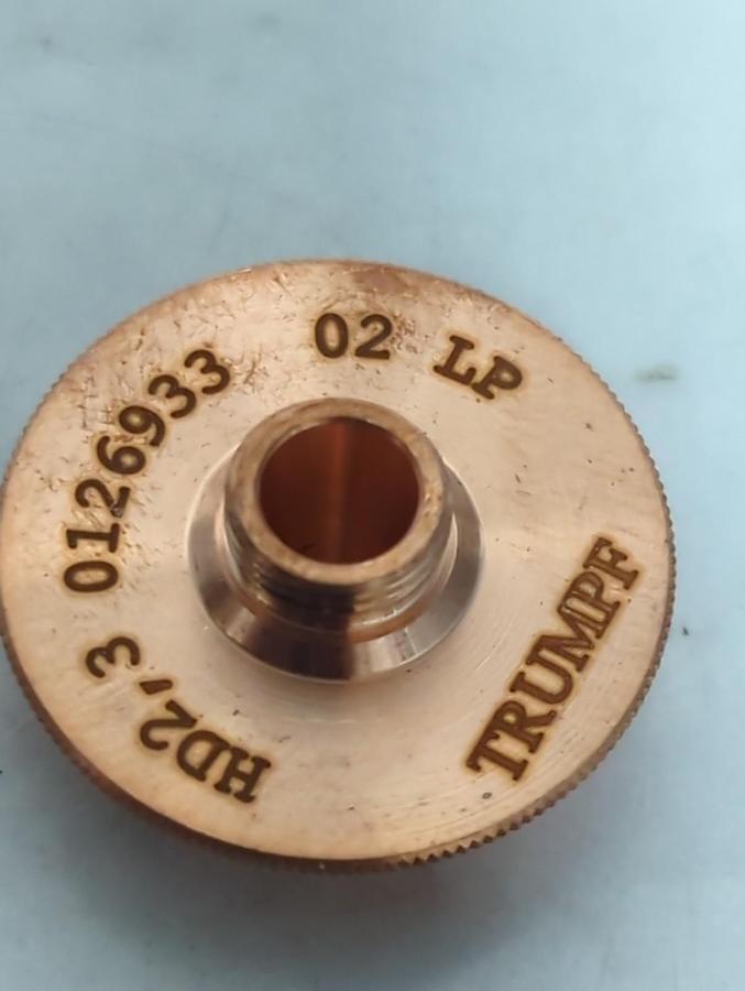 Used TRUMPF,0126933,CHROME PLATED LASER MACHINE NOZZLE 2.3MM/M8/ECE LOT OF 5