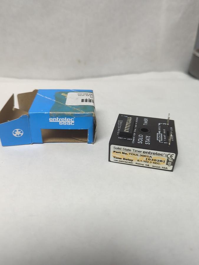 ENTRLEC,TDUL3001A,SOLID STATE TIMER 100-240 VAC/DC 0.1-102.3 SEC NOS