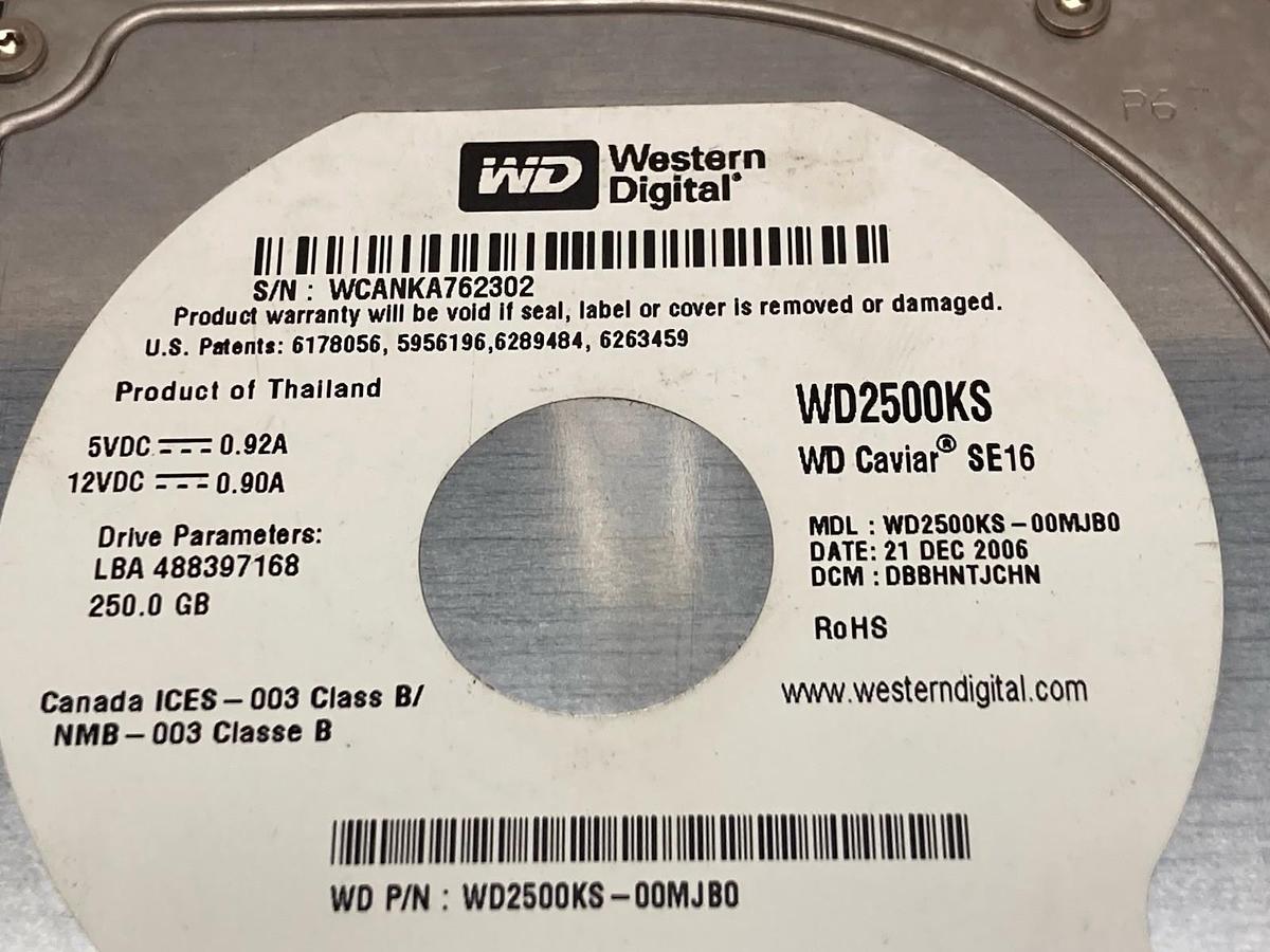 Used Western Digital,WD2500KS,Hard Drive 250GB