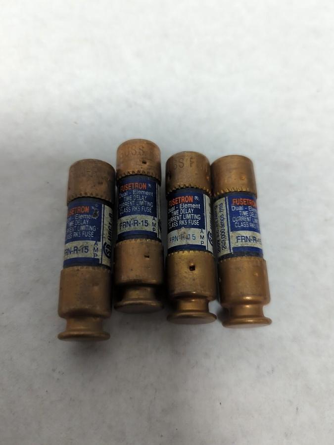 Used COOPER BUSSMANN,FRN-R-15,FUSETRON 15 AMP FUSE LOT OF 4 PRE-OWNED