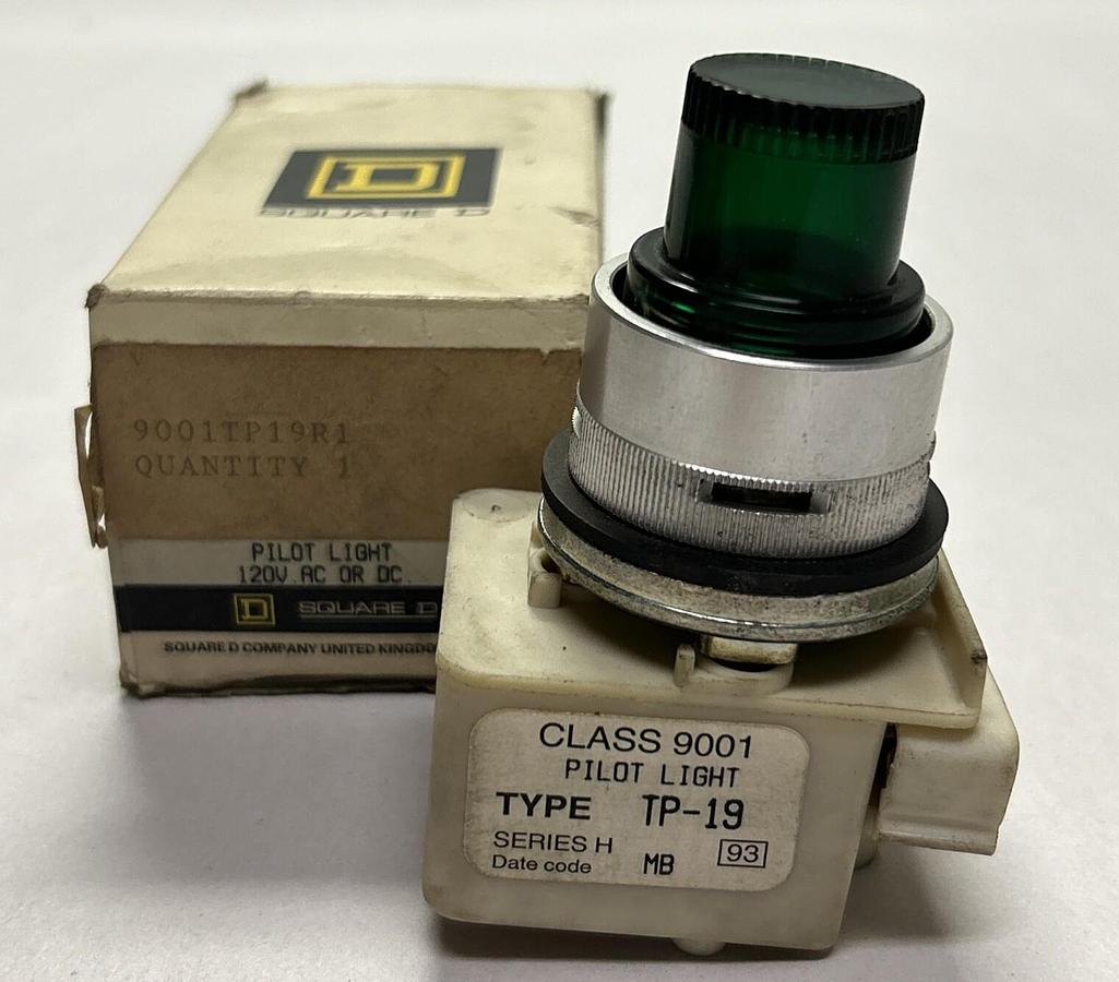 Used SQUARE D,9001TP19,GREEN PILOT LIGHT NOS