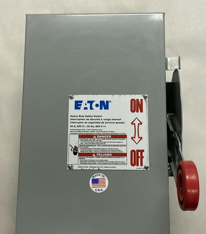 EATON CUTLER HAMMER,DH261FDK,FUSIBLE SAFETY SWITCH 30A 600V NOS