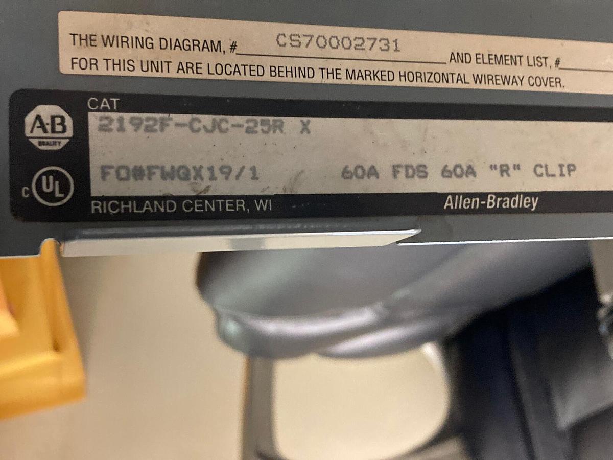 Used Allen Bradley,2100 2192,60 Amp 12 INCH Fused MCC Disconnect Feeder Bucket