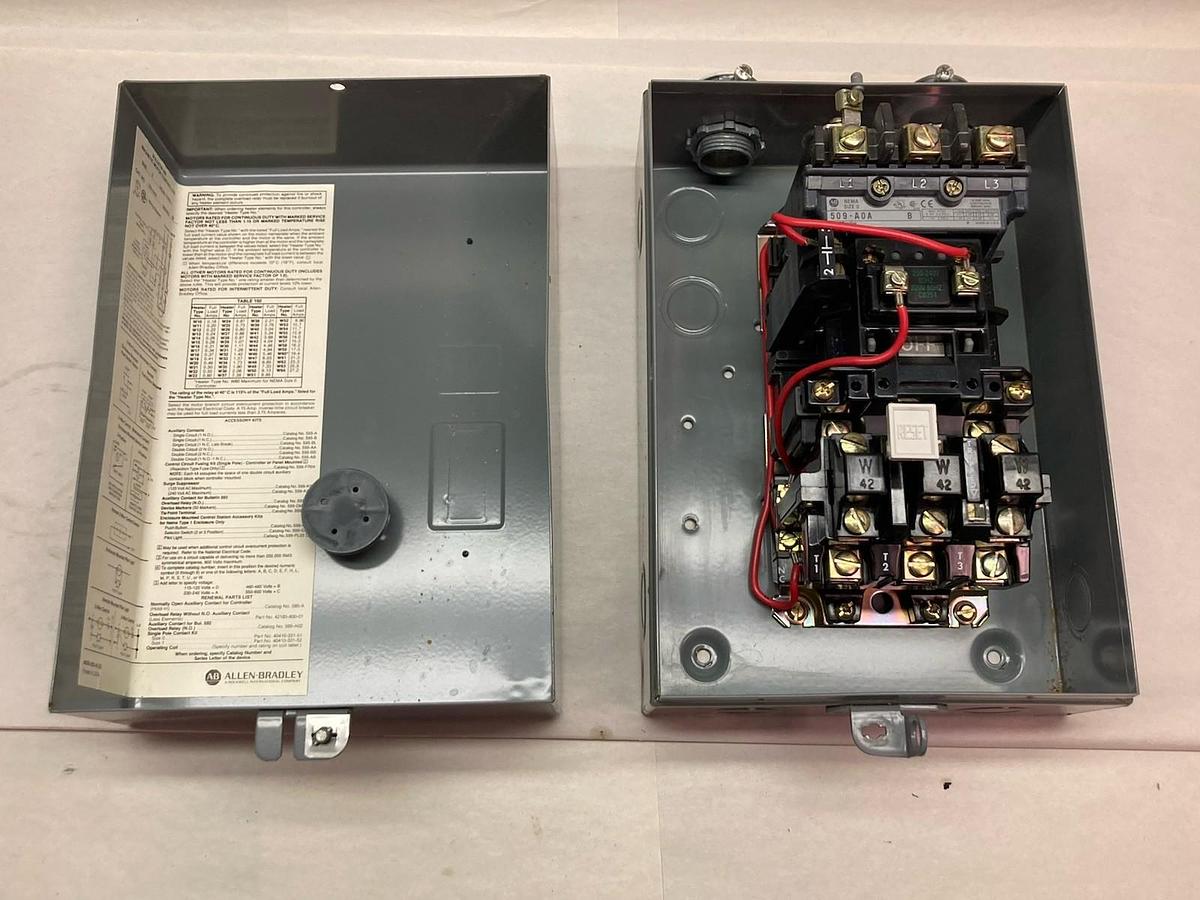 Used Allen-Bradley,509-AAA,3-Phase Starter Enclosure Ser B/509-A0A Contactor