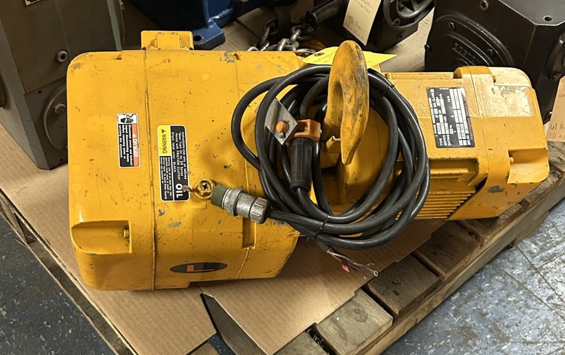 Used HARRINGTON HOISTS,IBBQ,ELECTRIC HOIST 2 TON 3PH 1690RPM 12FT CHAIN NO PENDANT