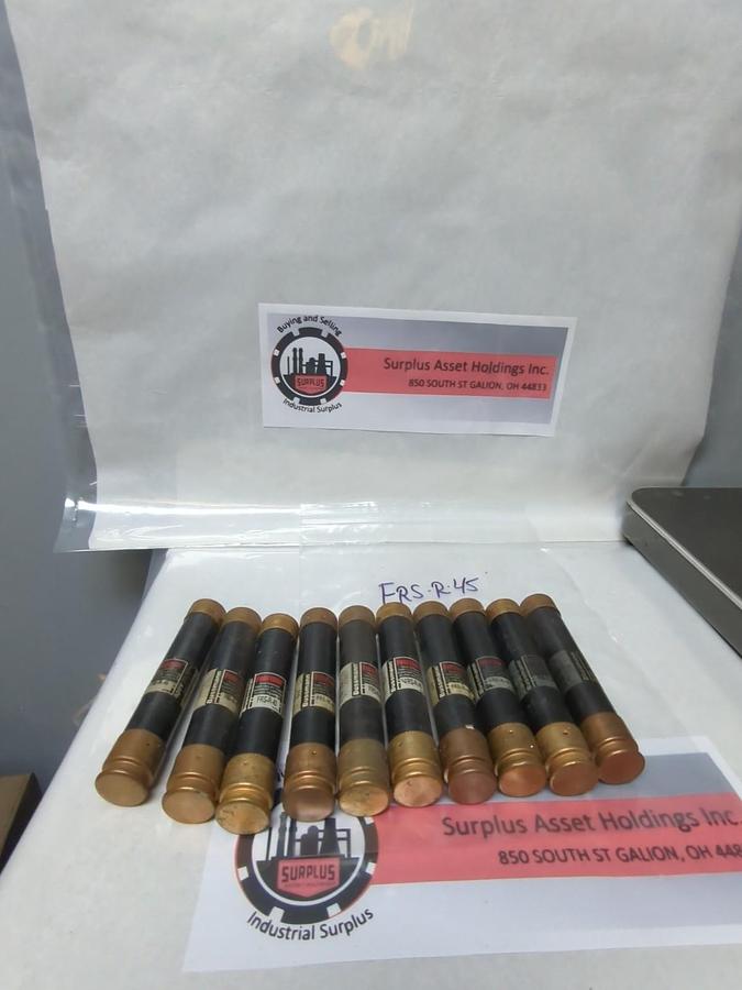 Used COOPER BUSSMANN,FRS-R-45,FUSETRON 45 AMP FUSE LOT OF 10 PRE-OWNED