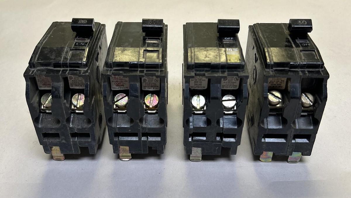 Used SQUARE D,QO230,CIRCUIT BREAKER 30A 120/240V 2P LOT OF 4