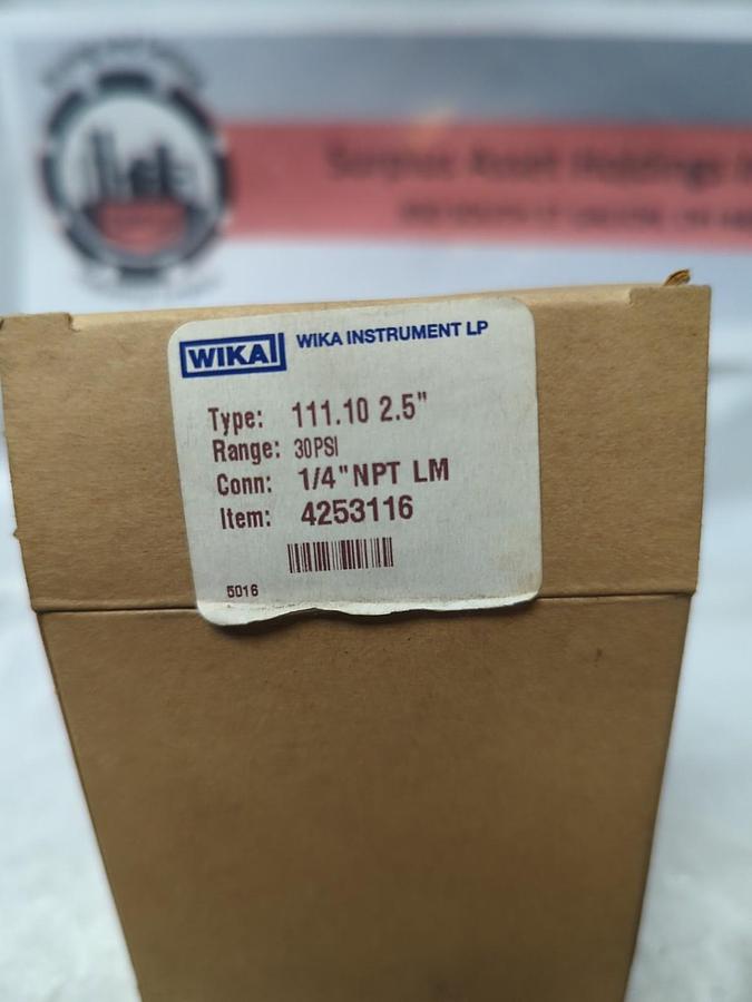WIKA,4253116,GAUGE RANGE 30PSI 1/4 IN NPT BOTTOM CONNECTION 2-1/2 IN FACE NOS