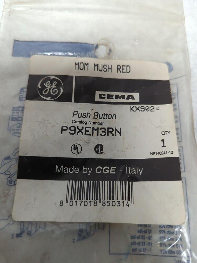 GENERAL ELECTRIC,P9XEM3RN,PUSH BUTTON MOM MUSH RED NOS