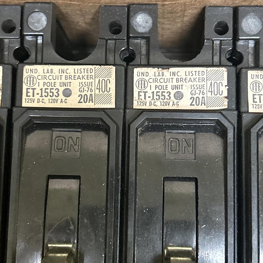 Used ITE,ET-1553,CIRCUIT BREAKER 20A 120V 1P LOT OF 6
