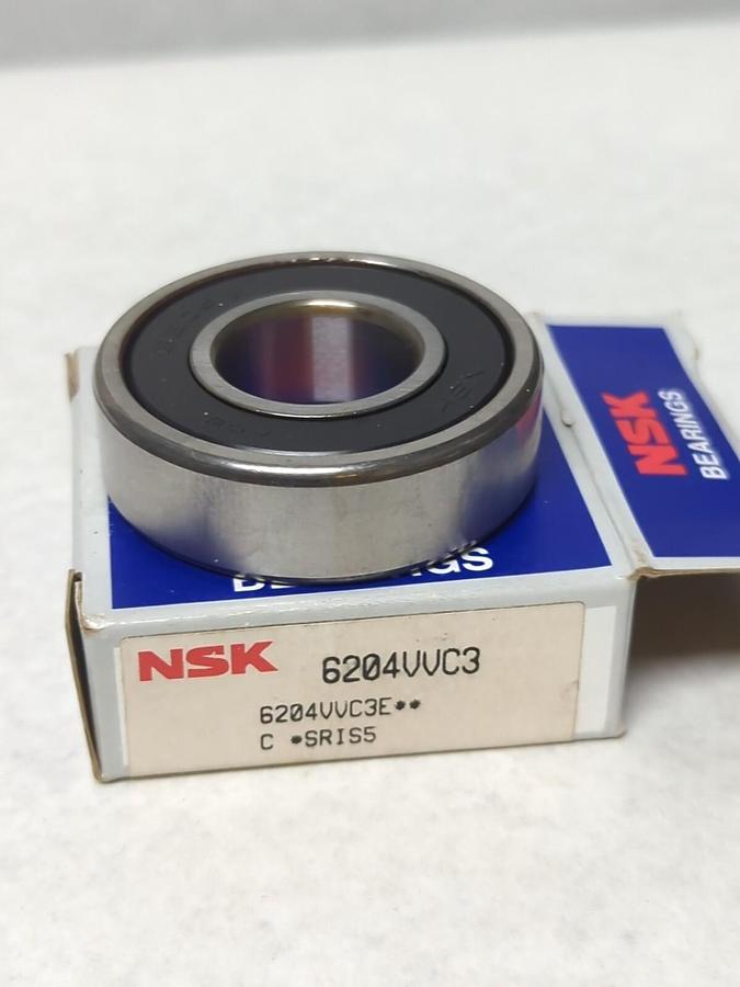 NSK,6204VVC3,DEEP GROOVE BALL BEARING DOUBLE RUBBER SEALED NOS