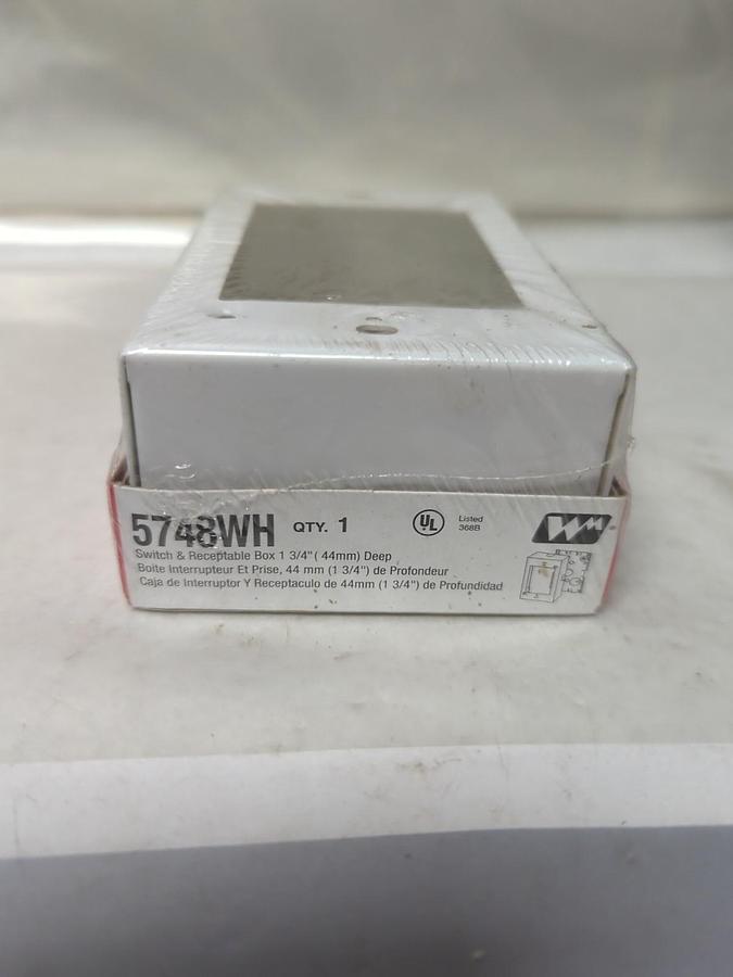 WIREMOLD,5748WH,SWITCH RECEPTACLE BOX 1-3/4 IN DEEP NOS