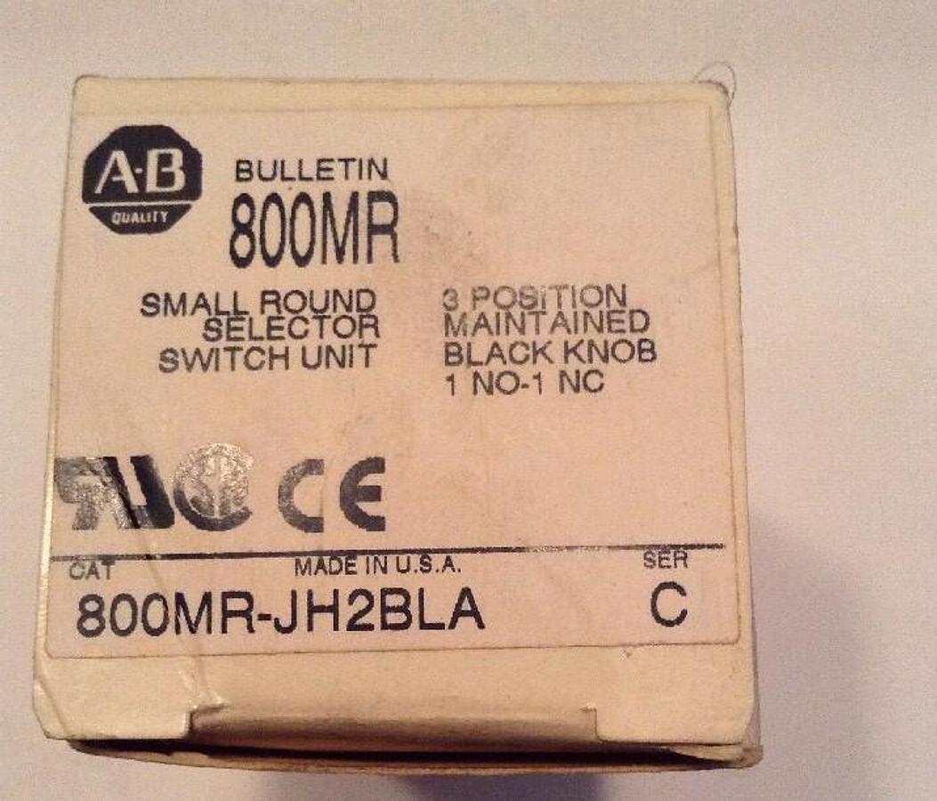 Allen-Bradley,800MR-JH2BLA,3 Position Round Selector Switch Black Knob