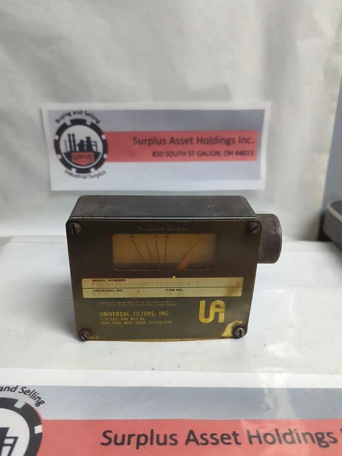 Used UNIVERSAL FILTERS,FM-2-AL-LP-ME-500SSU-4-7,FLOW RATE INDICATOR PRE-OWNED