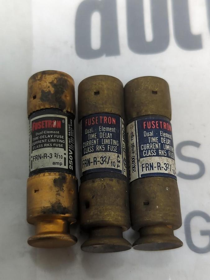 COOPER BUSSMANN,FRN-R-3-2/10,FUSETRON 3-2/10 AMP FUSE LOT OF 3 NOS