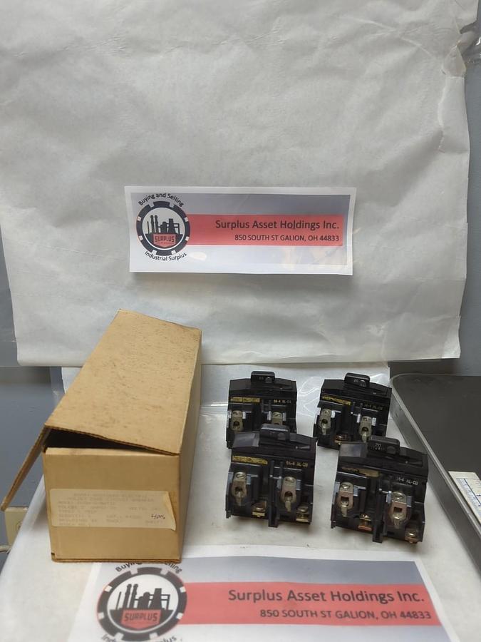 Used BARRY BRO. ELECTRIC,P4220, CIRCUIT BREAKER 20 AMP 2-POLE LOT OF 4 PRE-OWNED