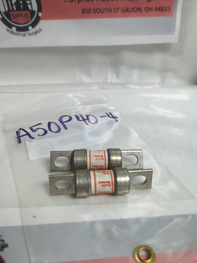 Used GOULD SHAWMUT,A50P40-4,TYPE 4 FUSE 40 AMP LOT OF 2 PRE-OWNED