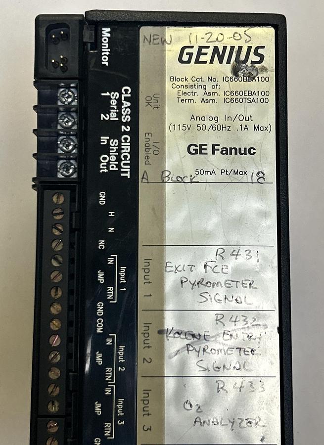 Used GE FANUC,IC660BBA100,GENIUS BLOCK ANALOG I/O MODULE