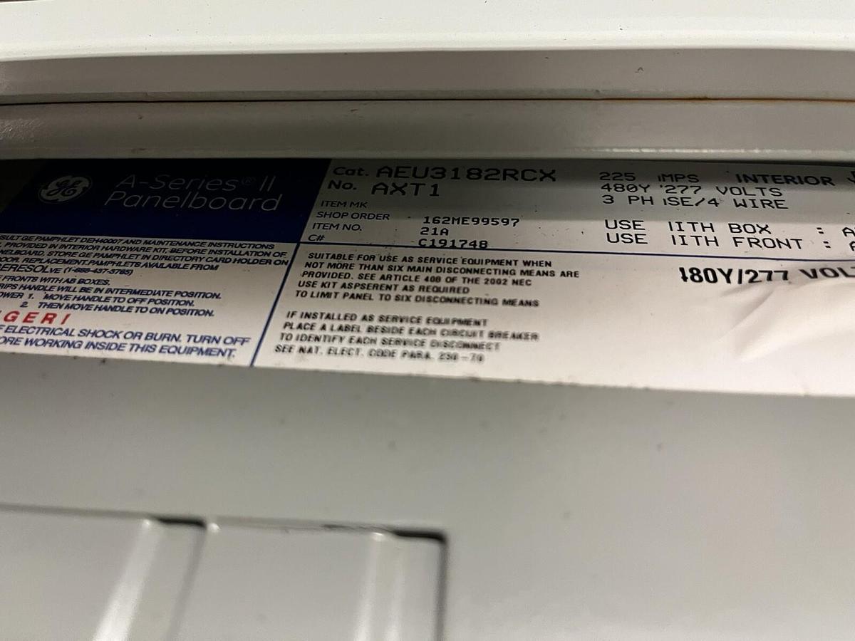 GE,AEU3182RCXAXT1,PANELBOARD 225AMPS 480Y 277V 3PH 4W