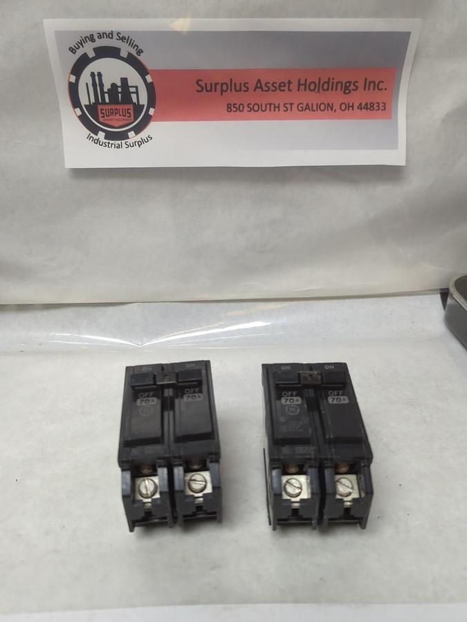 Used GENERAL ELECTRIC,70 AMP,CIRCUIT BREAKER 70 AMP 2-POLE LOT OF 2 PRE-OWNED