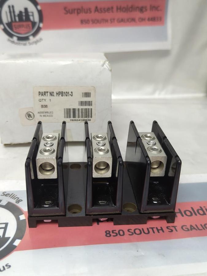 EDISON,HPB101-3,OPEN POWER DISTRIBUTION BLOCK 175AMP 600V NOS