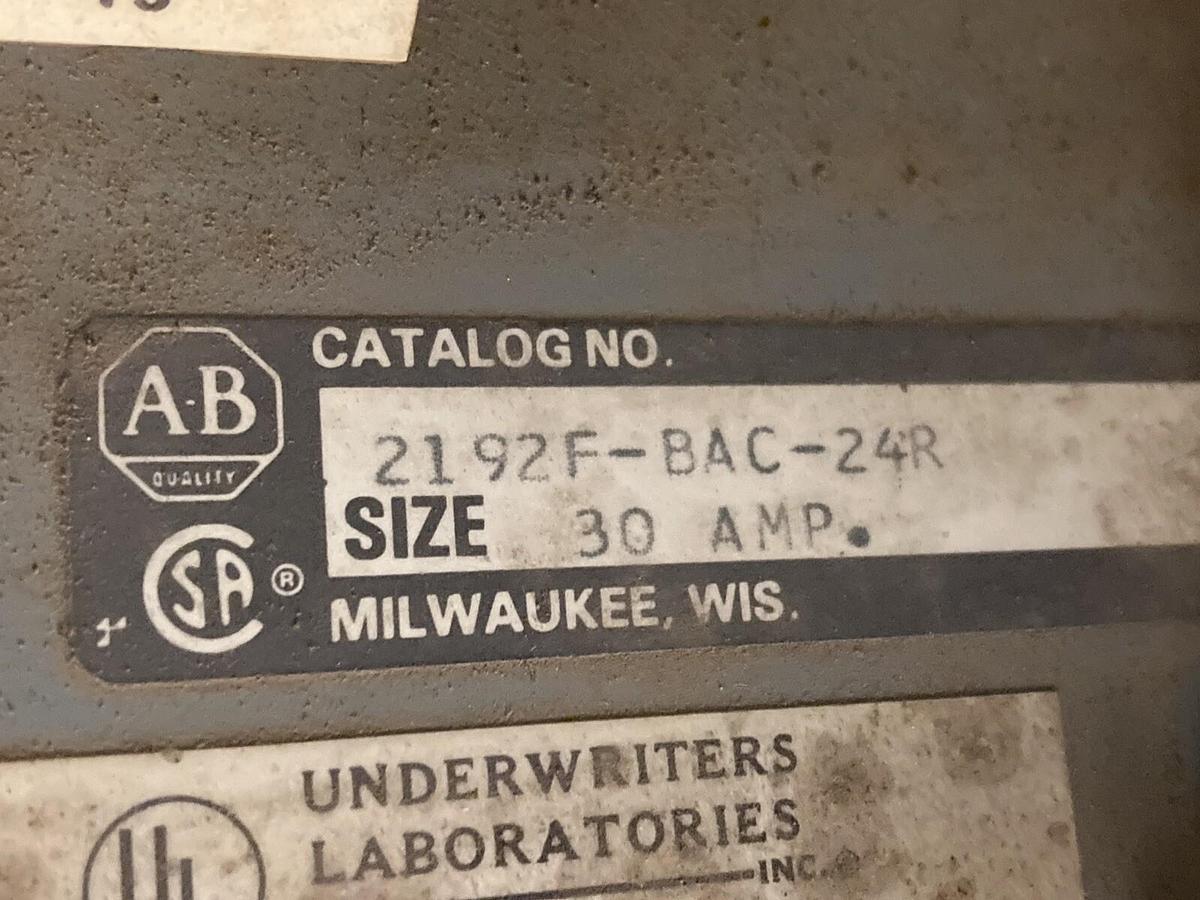 Used Allen-Bradley,2100 2192F,30 Amp 12 INCH Fused MCC Disconnect Feeder Bucket