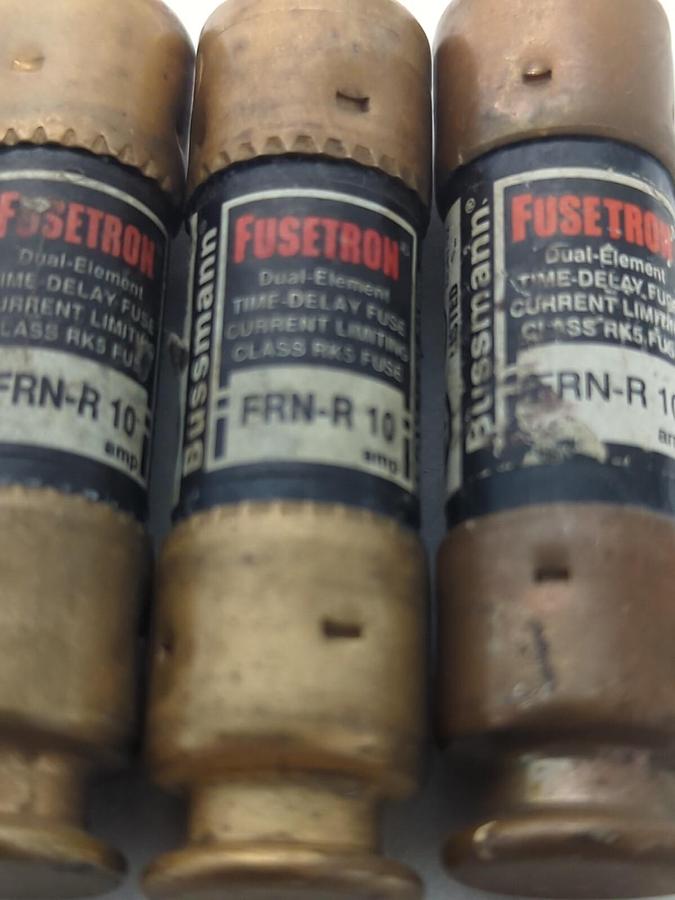 Used COOPER BUSSMANN,FRN-R-10,FUSETRON 10 AMP FUSE LOT OF 3 PRE-OWNED