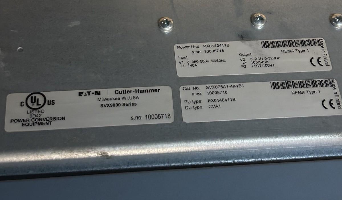 Used CUTLER HAMMER,SVX075A1-4A1B1,AC DRIVE 75HP 380-500V