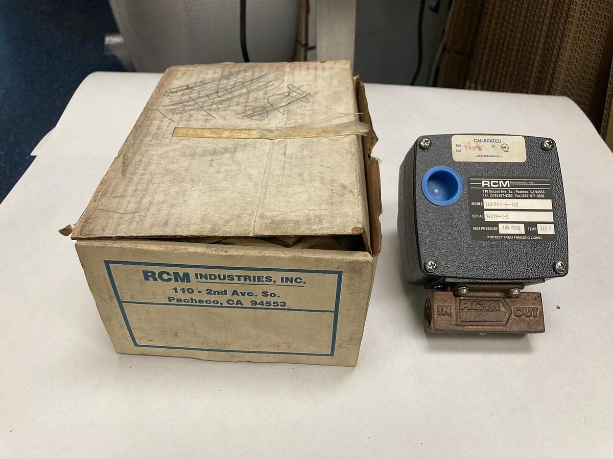 Used RCM Industries,1/2-71-L-4--1S2,Air Flow Meter 962399-1-2 180 PSIG 212F