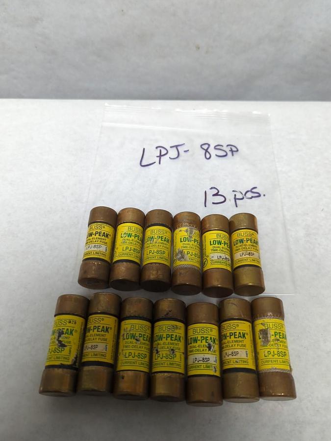 Used COOPER BUSSMANN,LPJ-8SP,LOW-PEAK 8 AMP FUSE LOT OF 13 PRE-OWNED