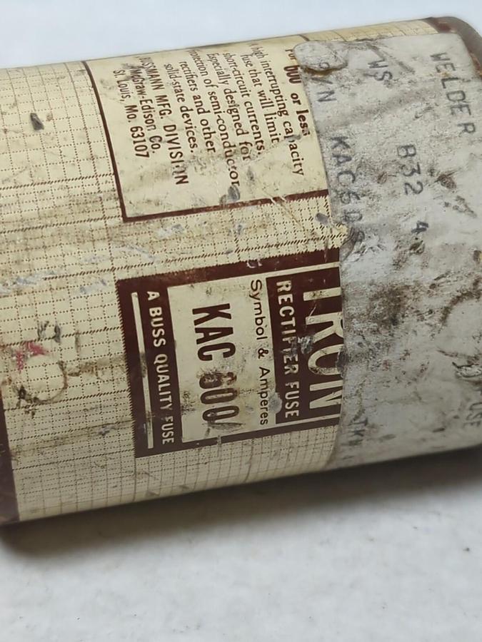 Used COOPER BUSSMANN,KAC-600,SEMI-CONDUCTOR 600 AMP FUSE PRE-OWNED