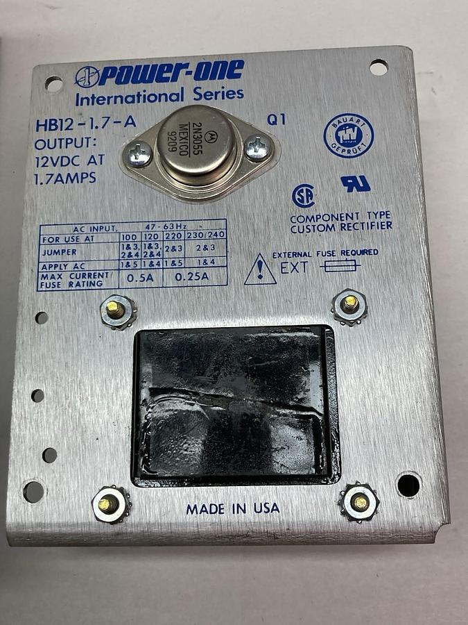 Used Power One,HB12-1.7-A,Power Supply 12VDC 1.7A