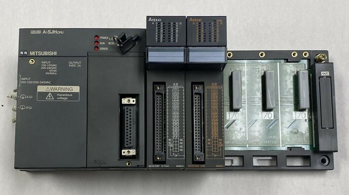 Used MITSUBISHI,A1SJHCPU,Rack W A1SX41 And A1SY41 Modules