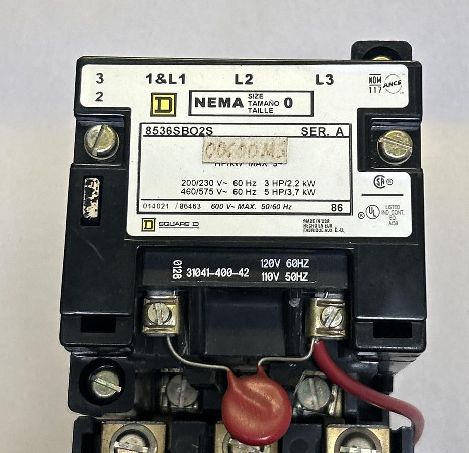 Used SQUARE D,8536SBO2S,STARTER SER A SIZE 0 110/120V COIL