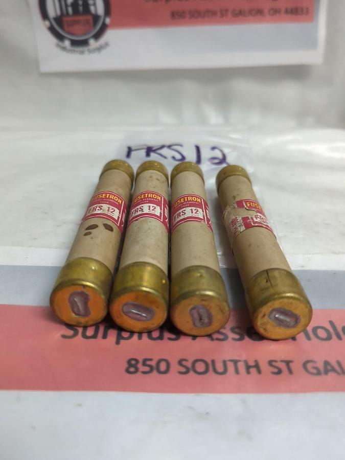 Used COOPER BUSSMANN,FRS-12,FUSETRON 12AMP FUSE LOT OF 4 PRE-OWNED