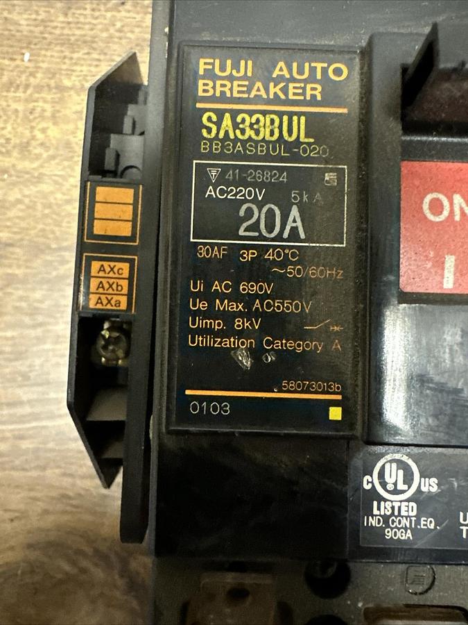 Used Fuji,SA33BUL,20 Amp Auto Breaker