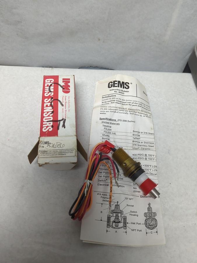 GEMS,3 9686,FLOW SWITCH SENSOR NOS
