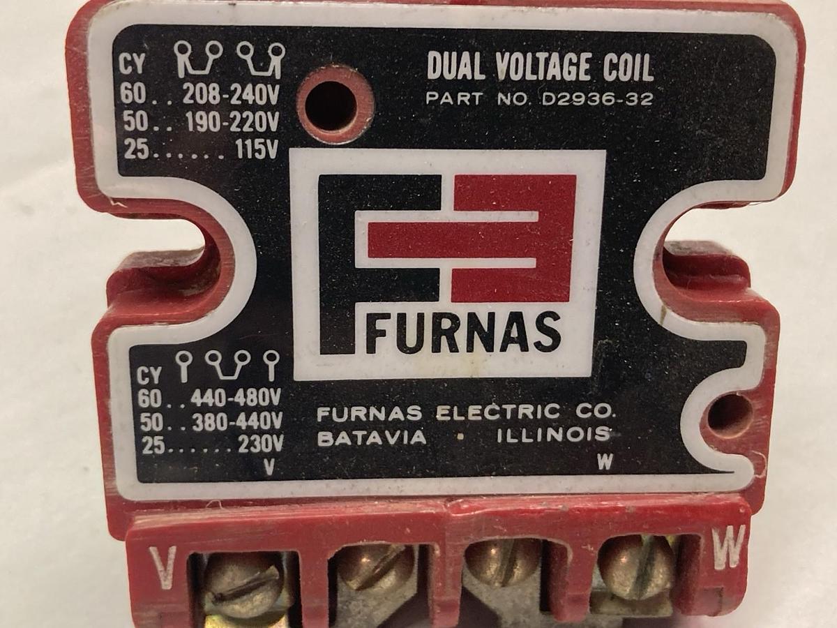 Used Furnas,D2936-32,Dual Voltager Magnetic Coil 240/480VAC