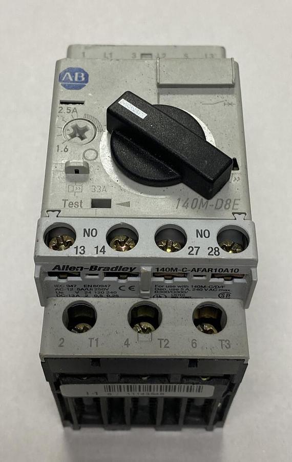 Used ALLEN BRADLEY,140M-D8E-B25,SER B MOTOR PROTECTION CIRCUIT BREAKER