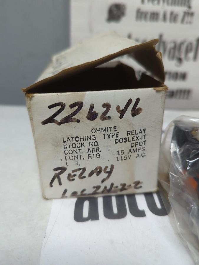 OHMITE,DOSLEX-IT,LATCHING TYPE RELAY 115 VAC 15 AMP NOS