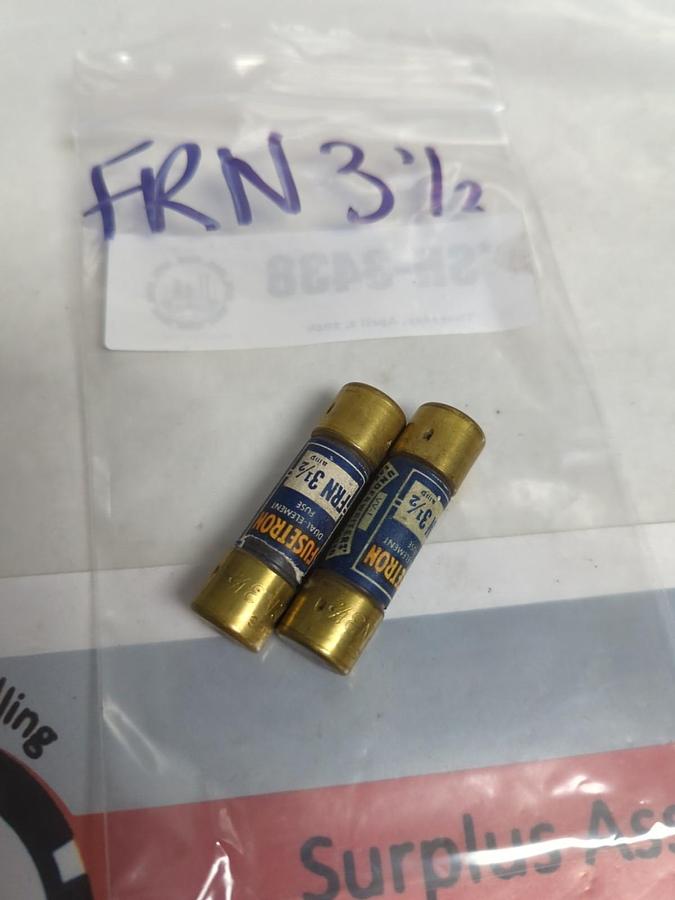 Used COOPER BUSSMANN,FRN-3-1/2,FUSETRON 3-1/2 AMP FUSE LOT OF 2 PRE-OWNED