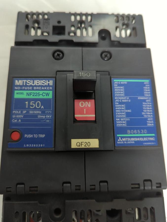 Used MITSUBISHI,NF22S-CW,NO FUSE CIRCUIT BREAKER 150 AMP PRE-OWNED