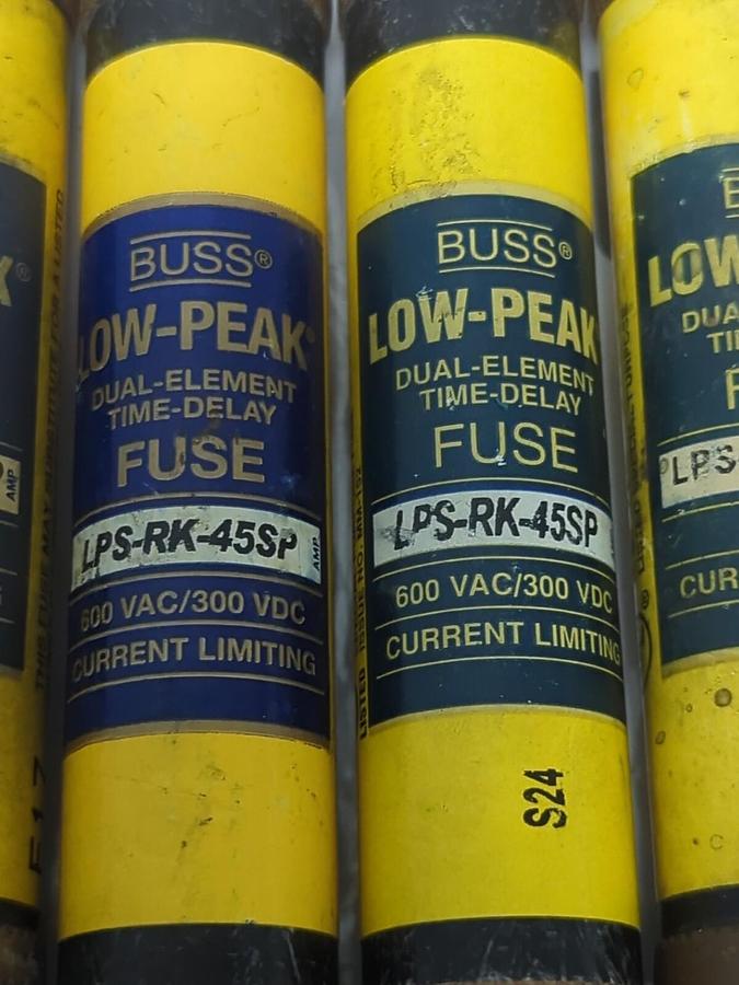 COOPER BUSSMANN,LPS-RK-45SP,LOW PEAK 45 AMP FUSES LOT OF 6 NOS